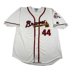 Vintage Atlanta Braves Jersey Mens XL MLB Baseball Starter Hank Aaron 44 90s